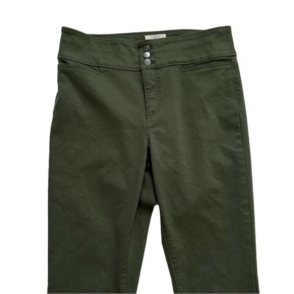 Loft Pants Army Green Stretch High Rise High Waisted Tapered Ankle Pants Size 12 - Picture 3 of 12